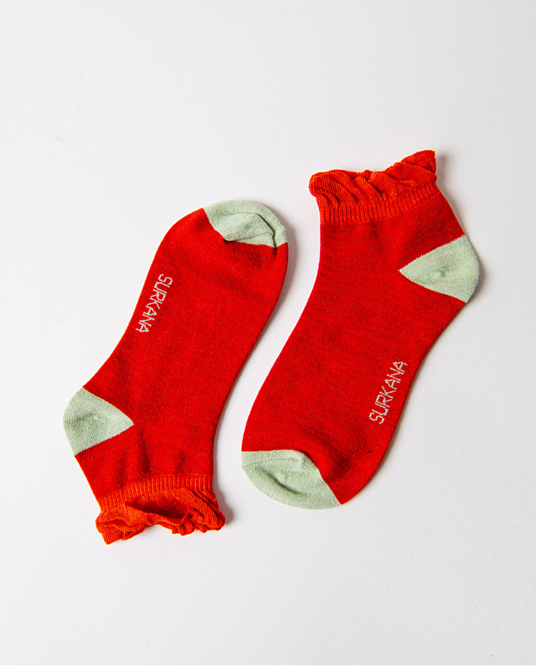 Short lurex socks Red