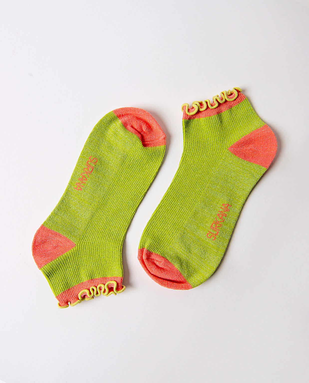 Short lurex socks Acid green