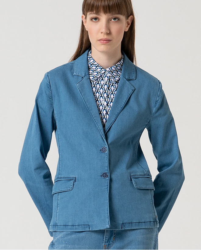 Blazer croisé en denim...