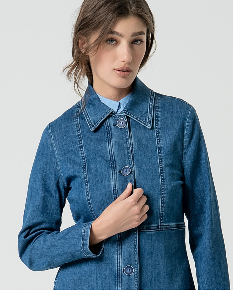 Women's collar collar bandwidth denim top Women's collar collar bandwidth denim top