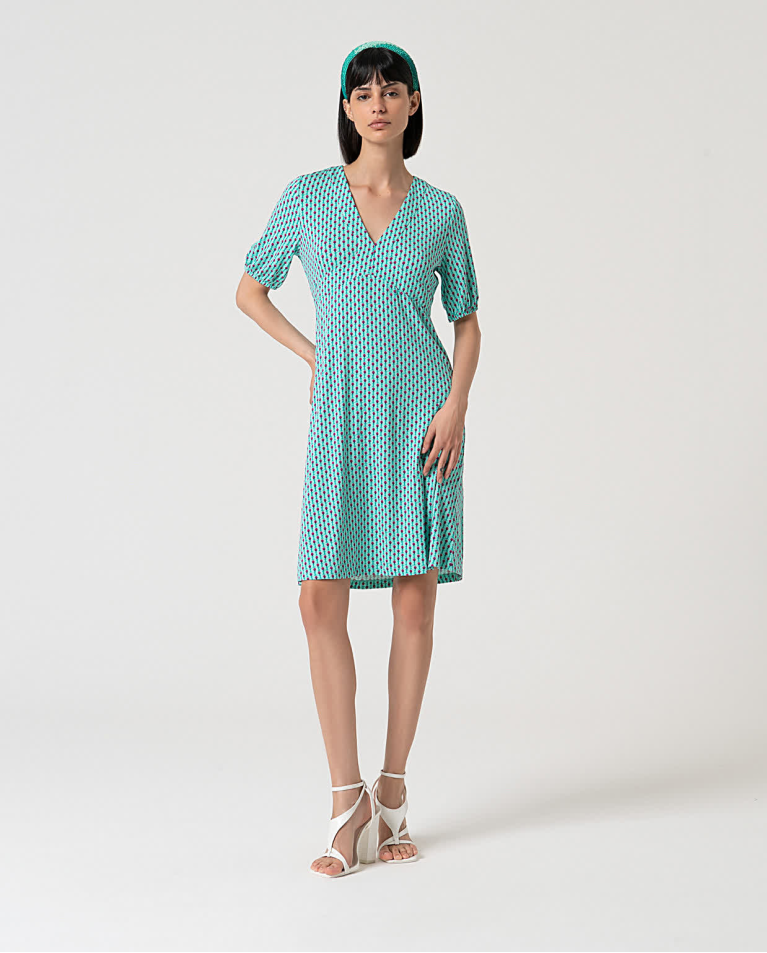 Robe élastique courte à imprimé Vert d'eau