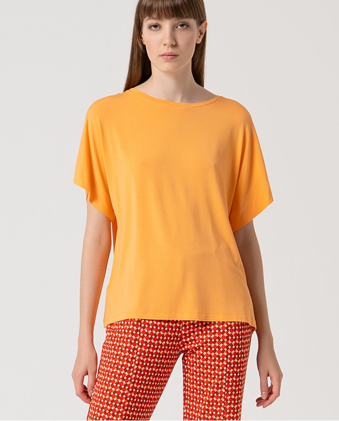 T-shirt élastique uni en bambou Tangerine