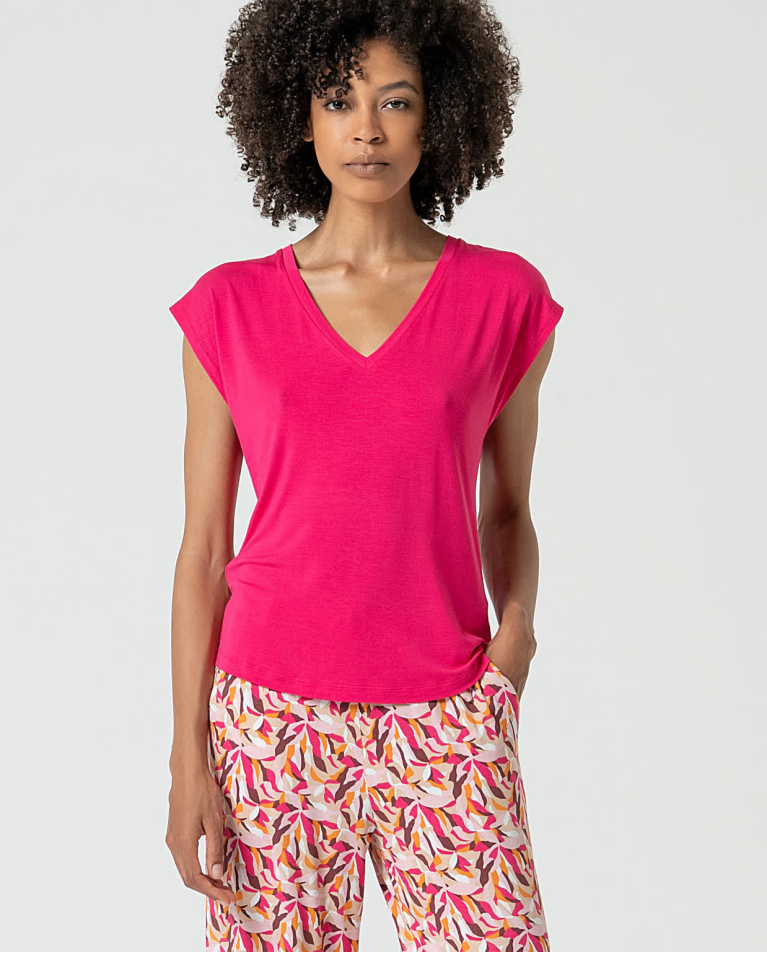 Camiseta sin mangas bamboo lisa Fucsia