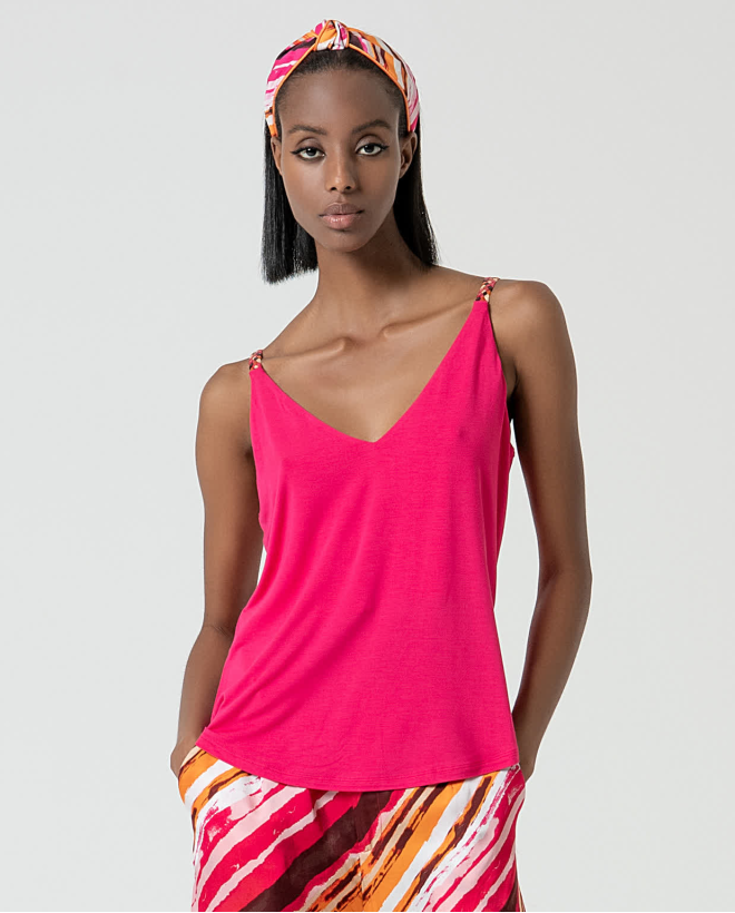 Top tirantes bamboo con fornitura Fucsia