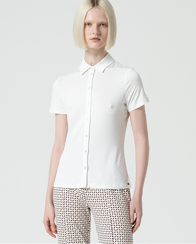 Basic plain bamboo shirt White