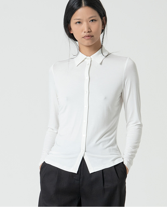 Basic plain bamboo shirt White