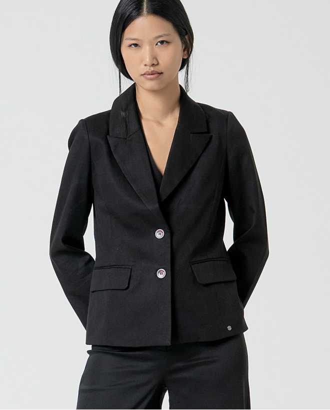 Blazer croisé uni Noir