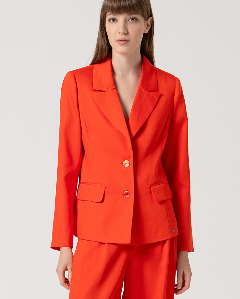 Blazer cruzada lisa Naranja