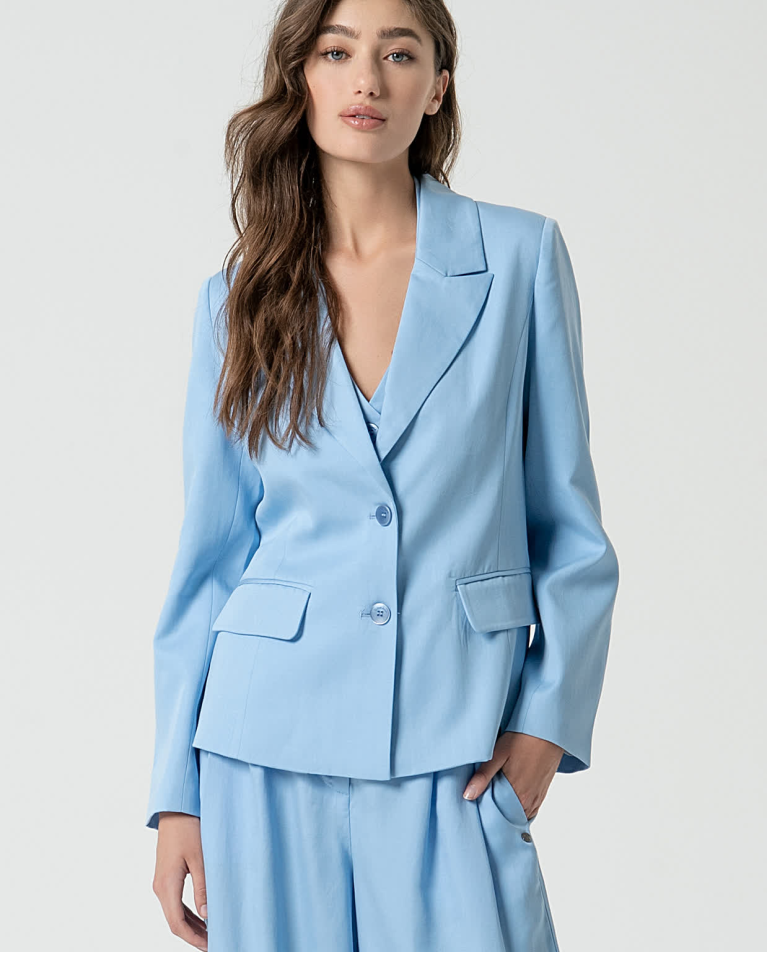 Blazer croisé uni Bleu