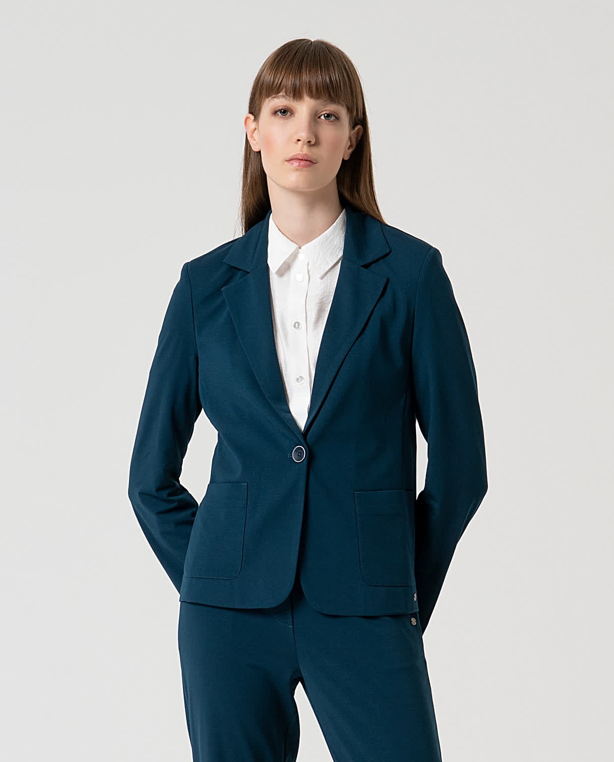 Blazer croisé uni Bleu pétrole