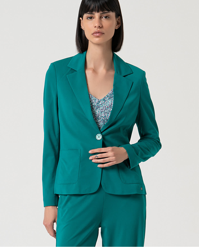 Blazer croisé uni Émeraude