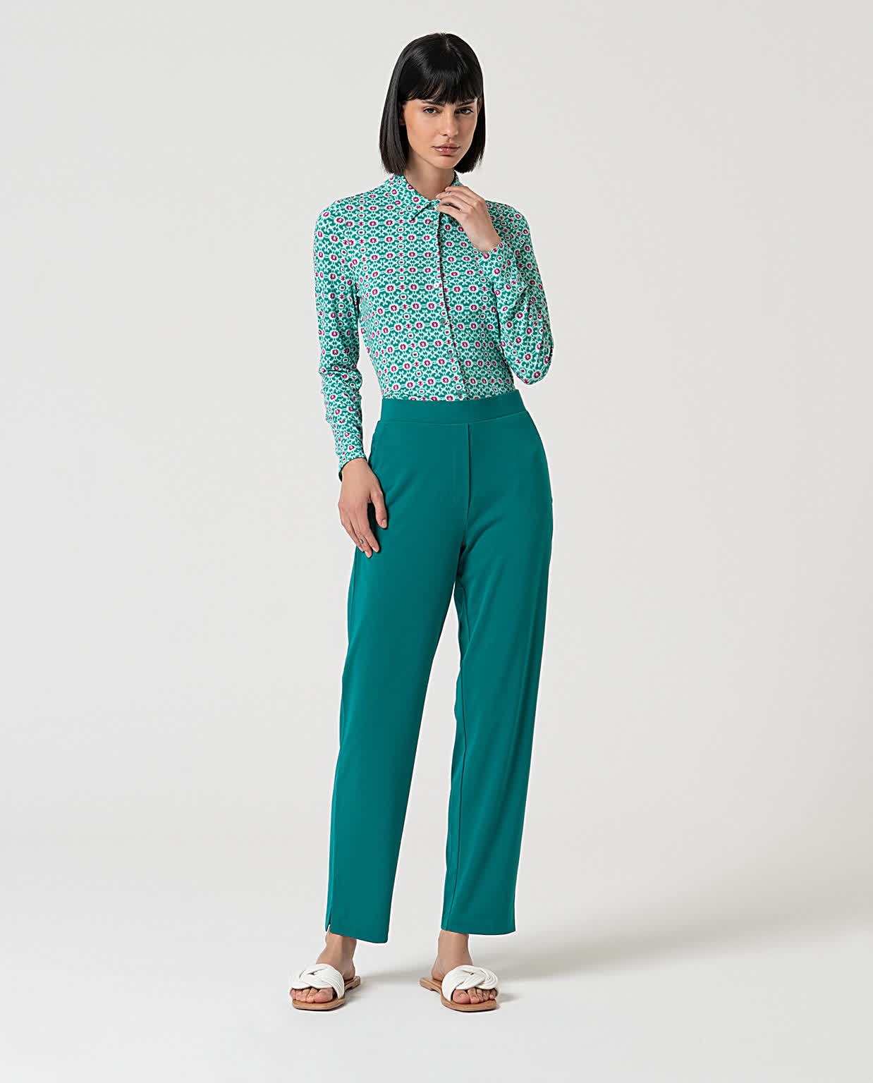 Solid stretch skinny PANTS Emerald