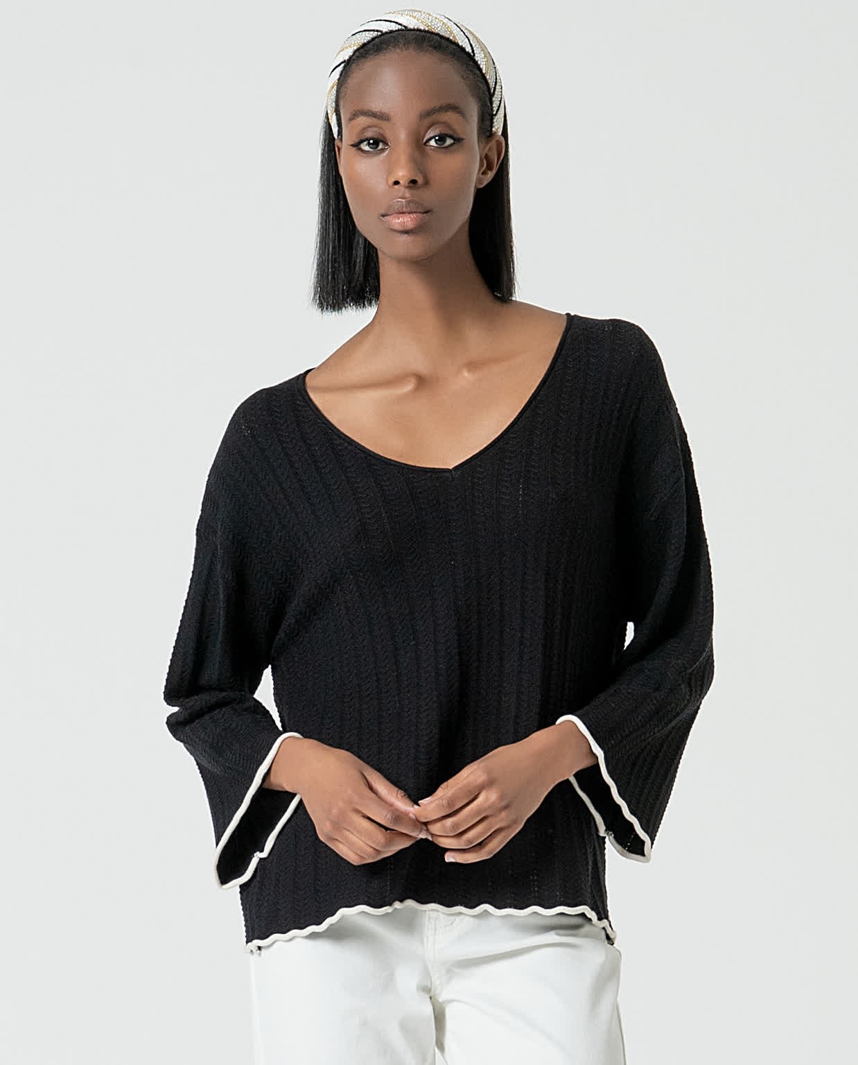 Solid oversized knit jumper Black