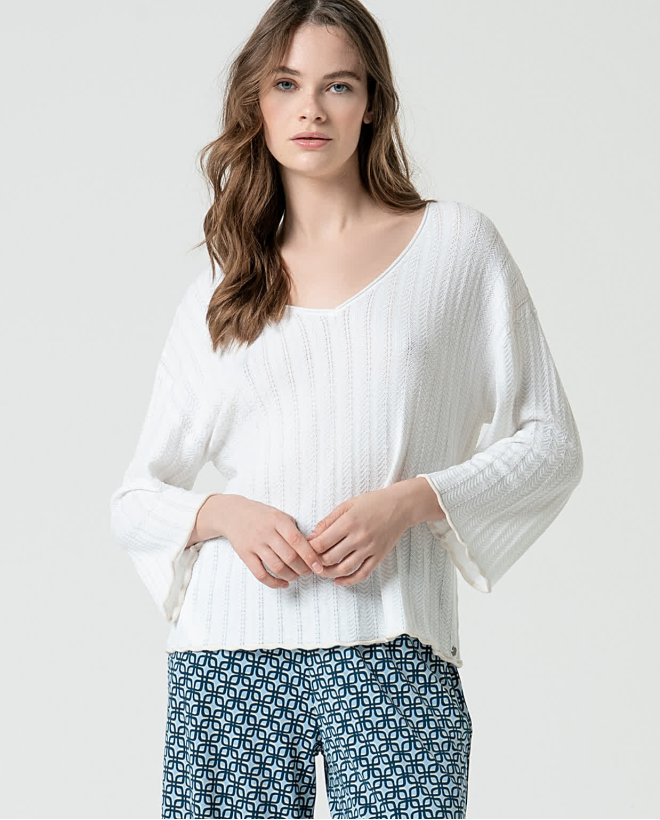 Pull oversize uni en maille Pierre