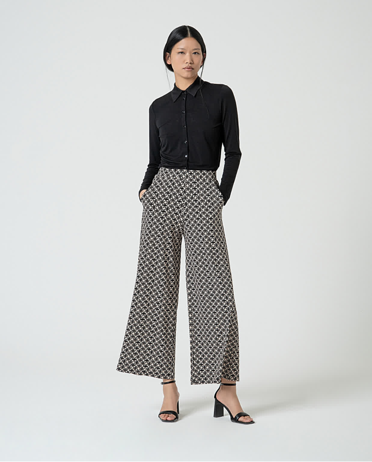 Jupe culotte élastique à imprimé Noir