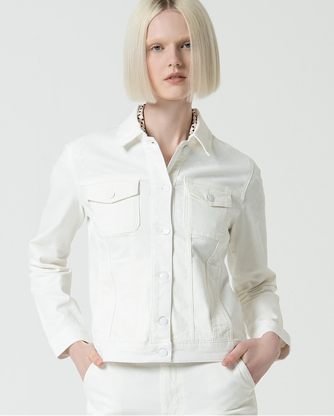 Veste unie en denim Blanc