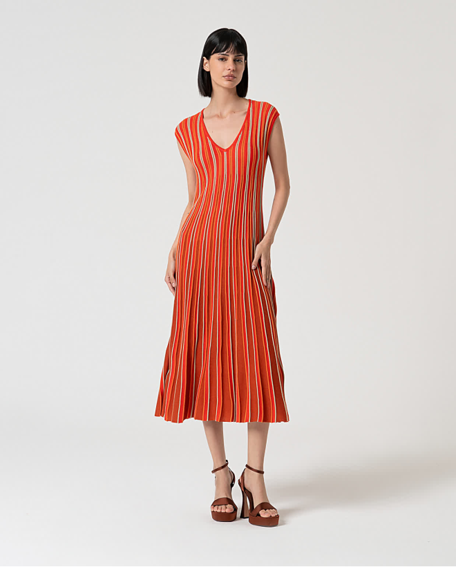 Knit midi dress Orange