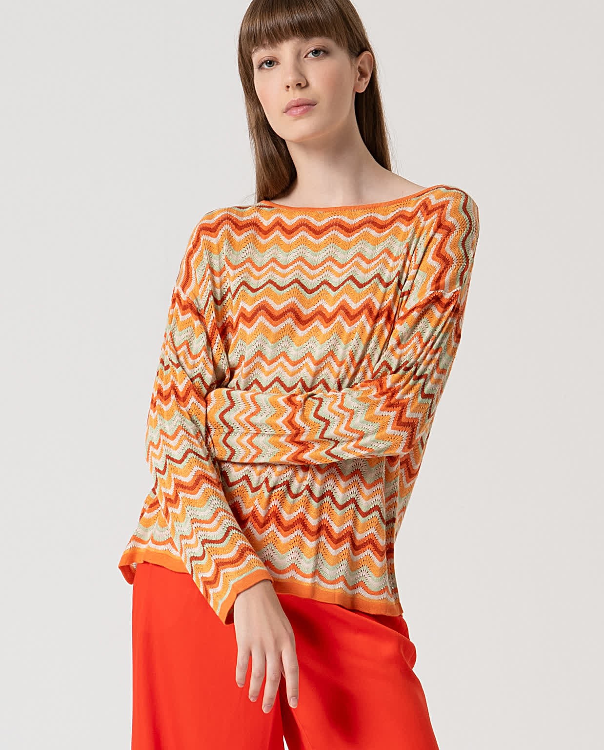 Long-sleeved tricot jumper Orange