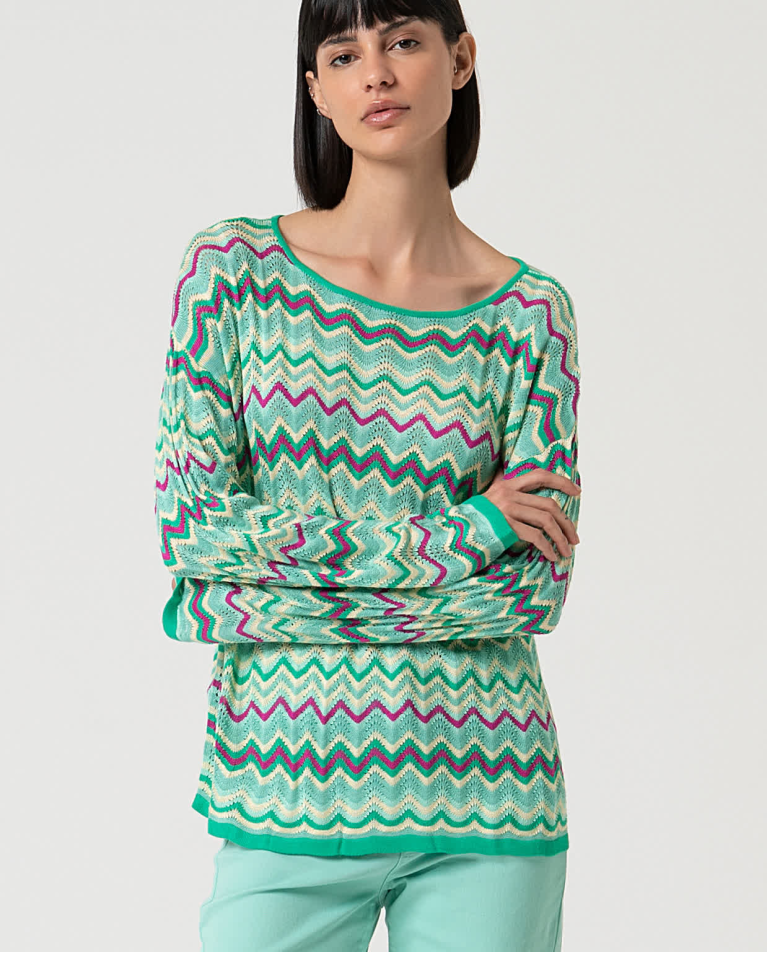 Long-sleeved tricot jumper Turquoise