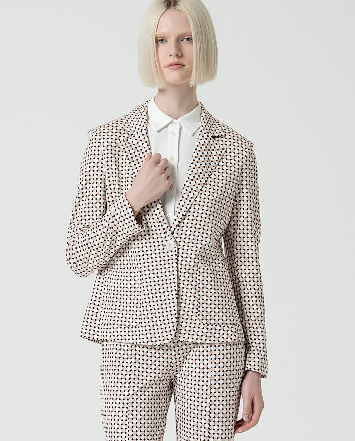 Blazer croisé à imprimé Blanc cassé