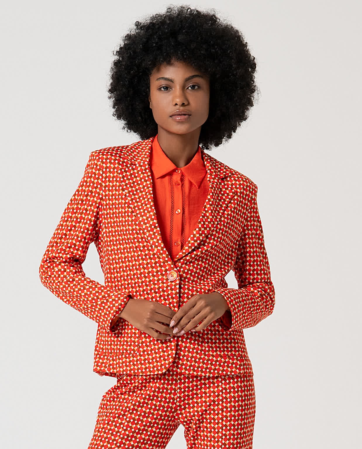 Blazer croisé à imprimé Rouge