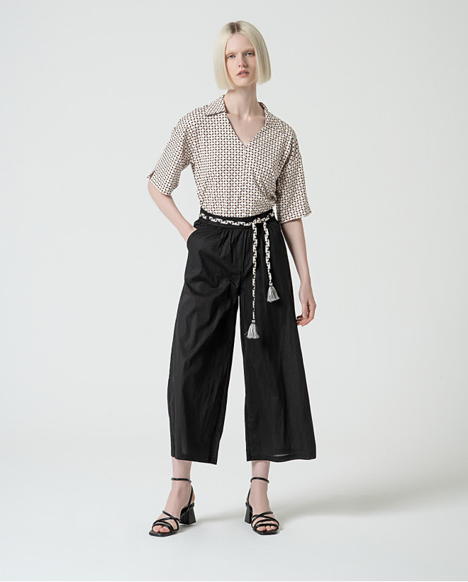 Jupe-culotte avec ceinture Noir