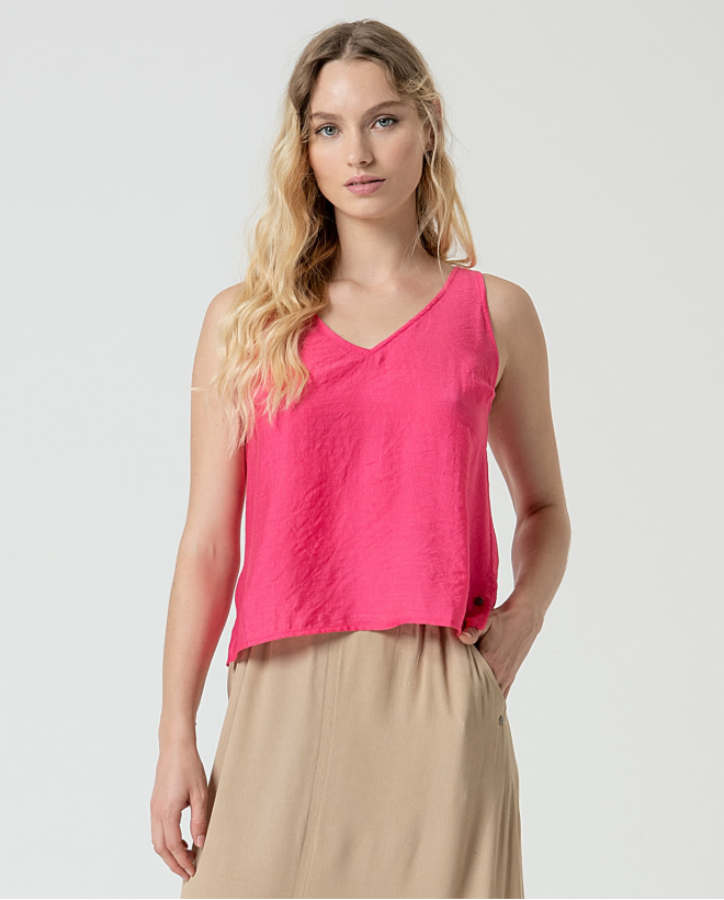 Top tirantes satinado liso Rosa