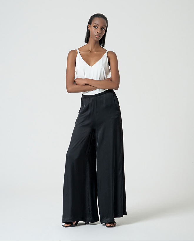 Pantalon wide leg satiné...