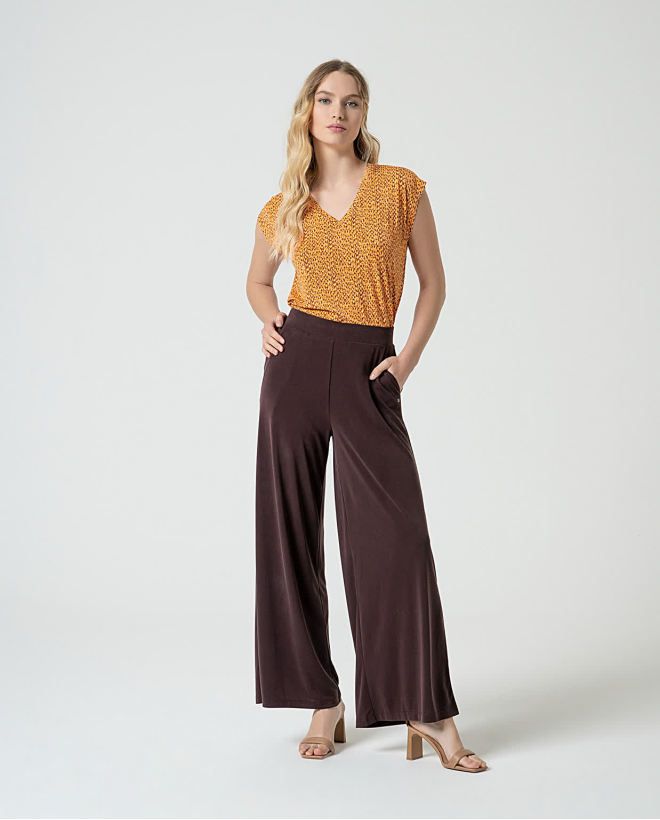 Pantalon long wide leg...