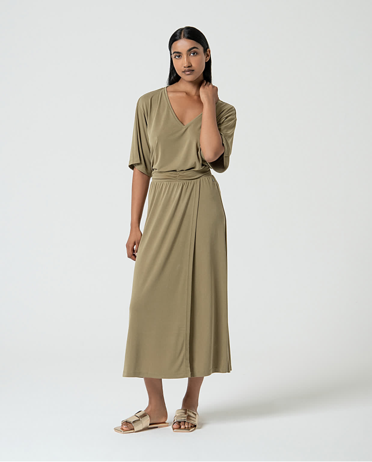 Jupe élastique avec ouverture Khaki