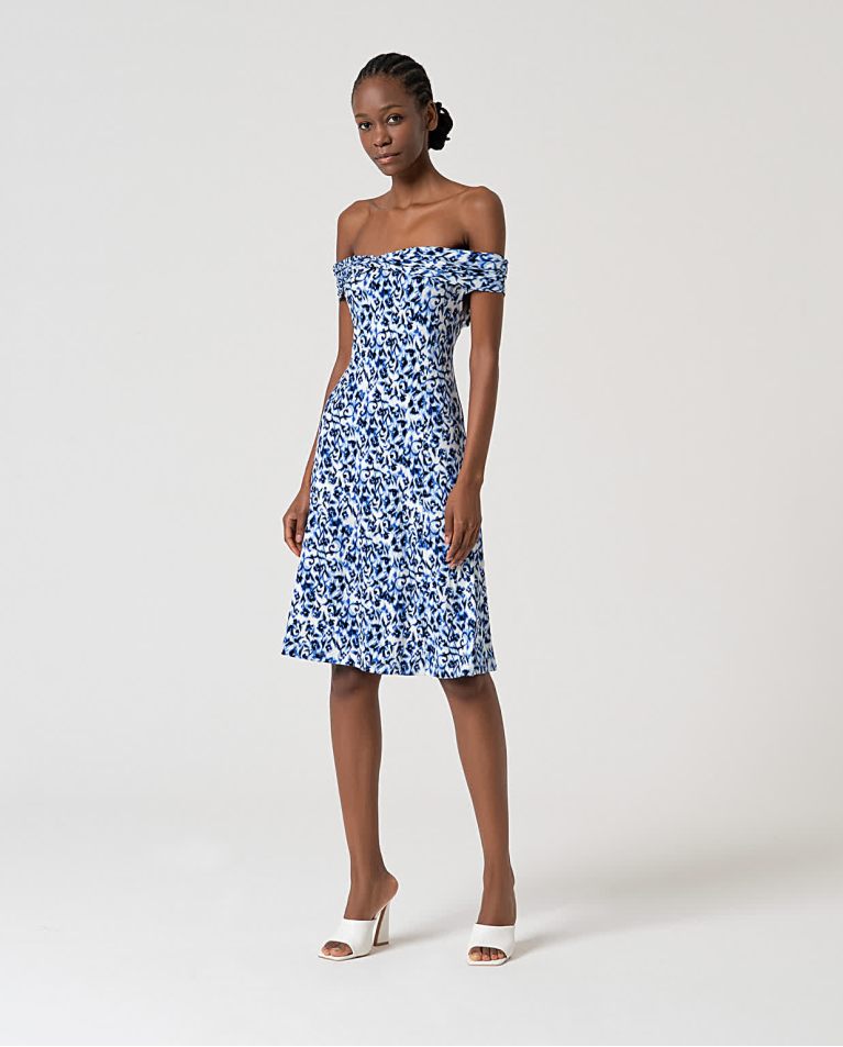 Robe courte élastique en viscose de bambou Bleu