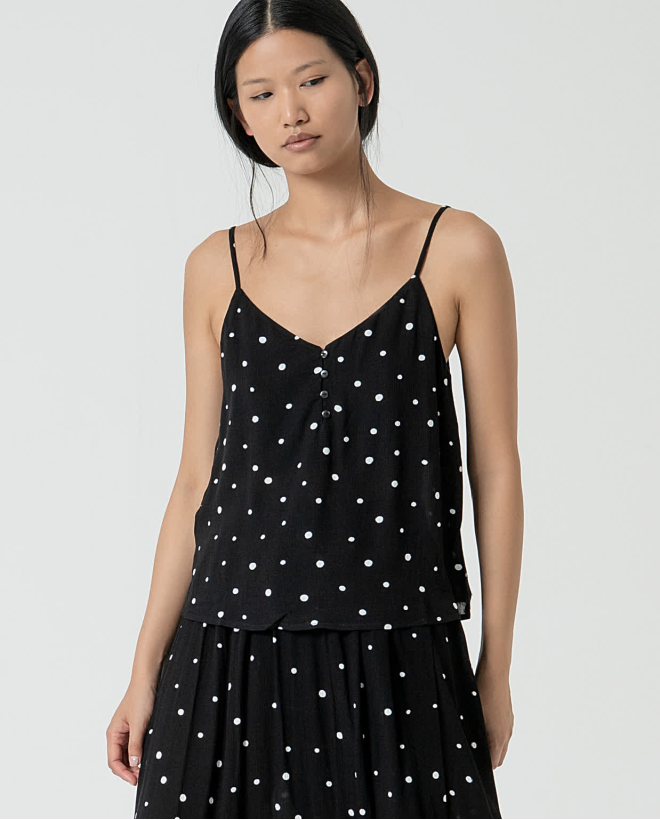 Strappy polka dot top Black