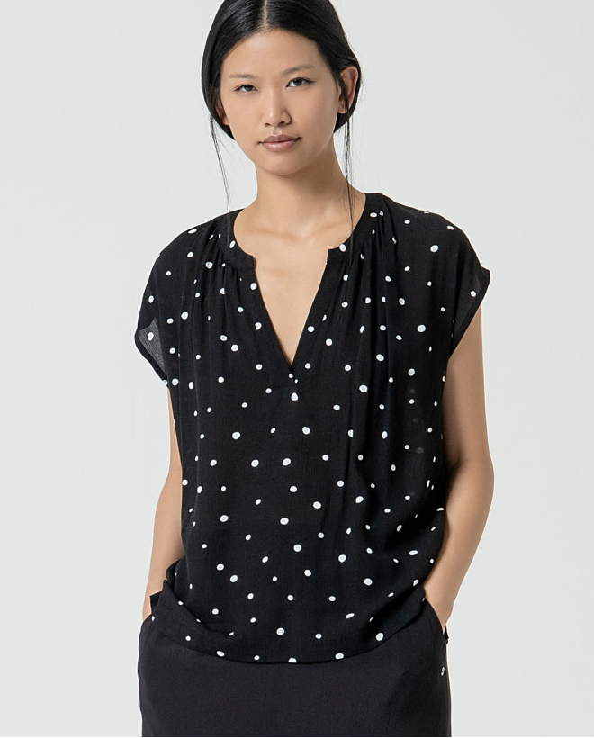 Blouse ample à pois Noir