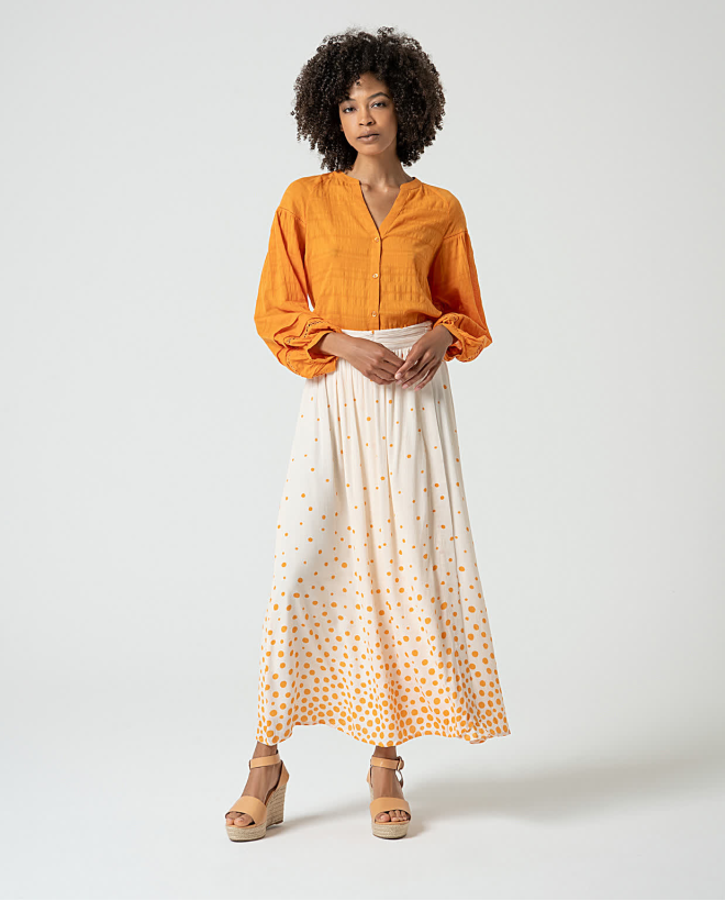 Polka dot printed midi...