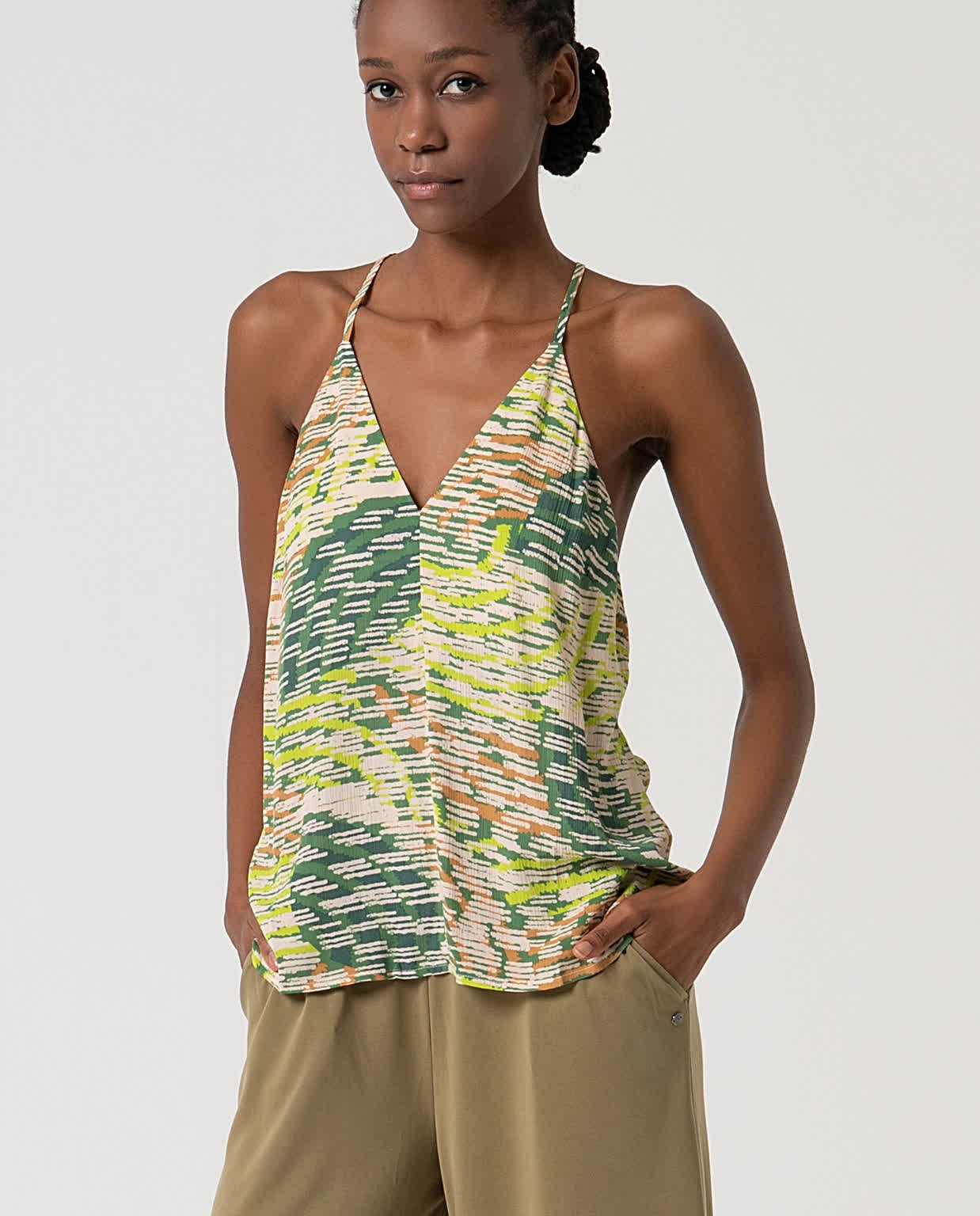 Top de tirantes oversize estampado Verde