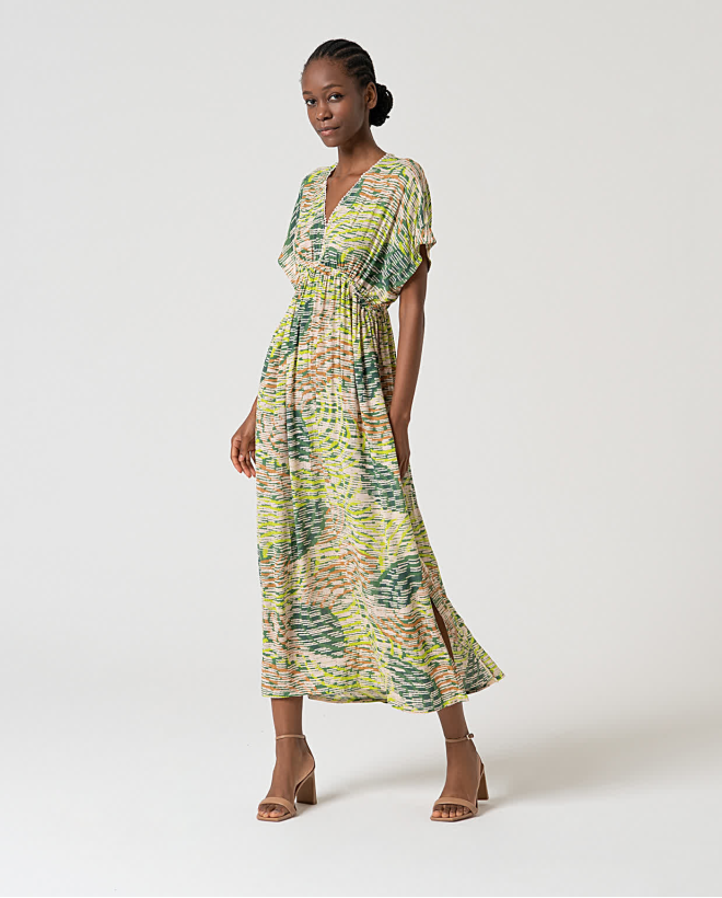 Long flowy printed dress Green