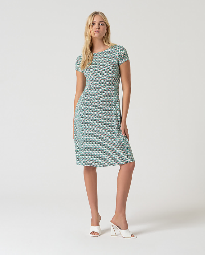 Robe élastique courte à imprimé Vert