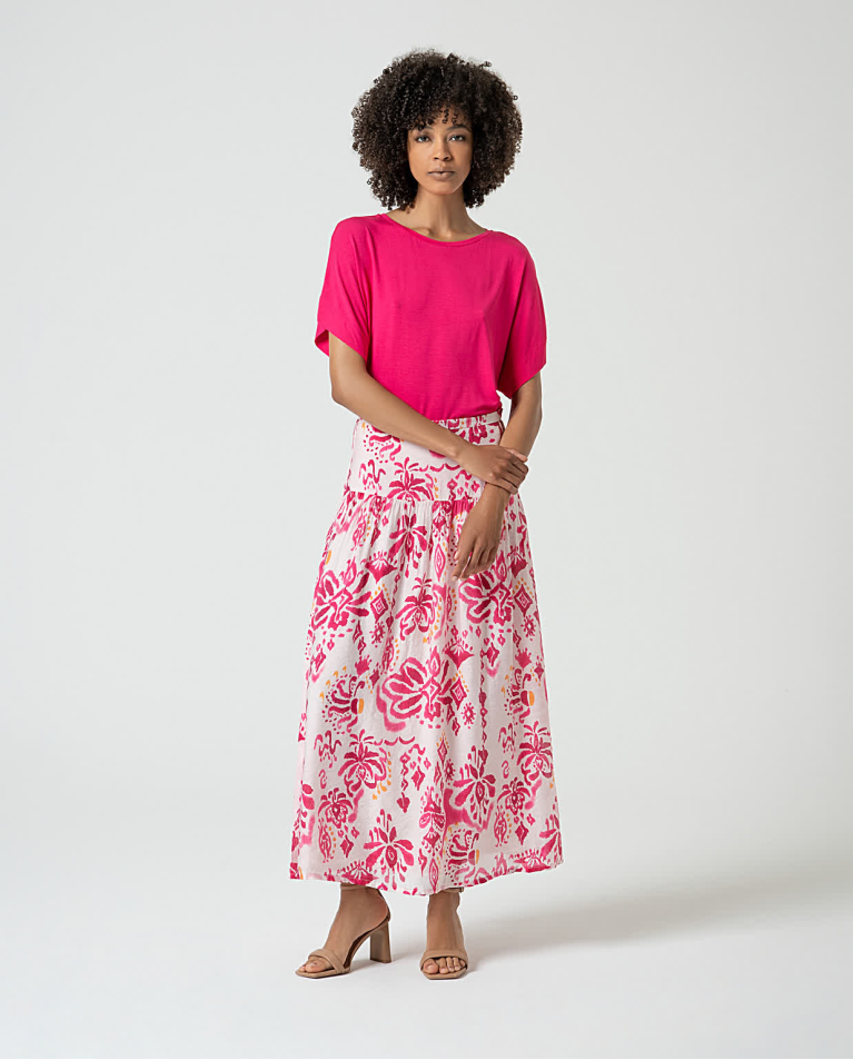 Flared skirt with print Fuchsia