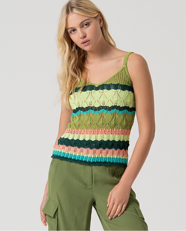 Crochet straps top Green