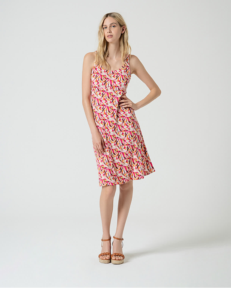 Printed stretchy short dress Fuchsia