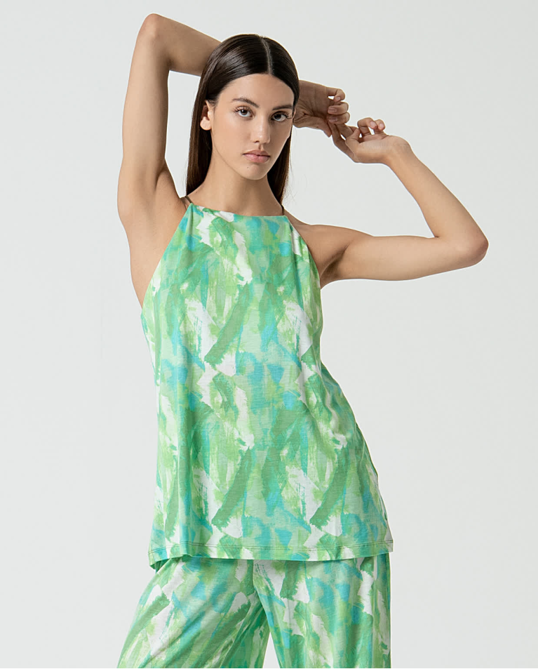 Top tirantes lyocell estampado Verde