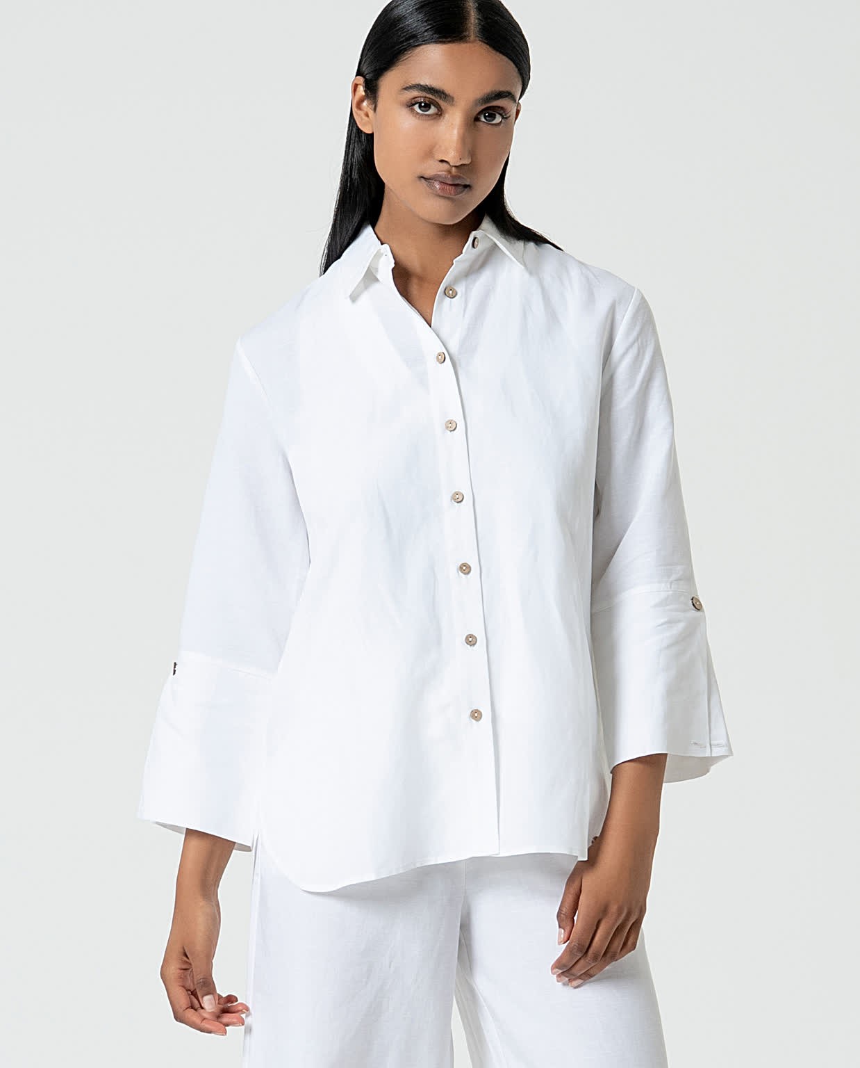 Chemise oversize en lin Blanc cassé