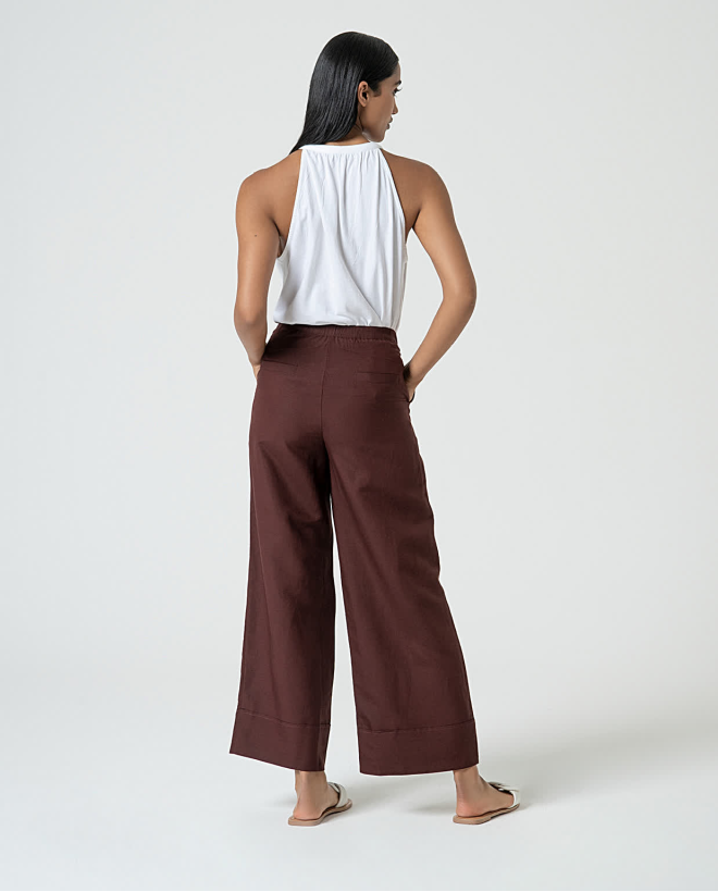 Wide-leg PANTS in plain...