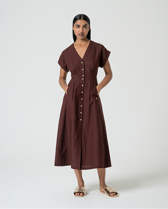 Linen shirt dress Brown