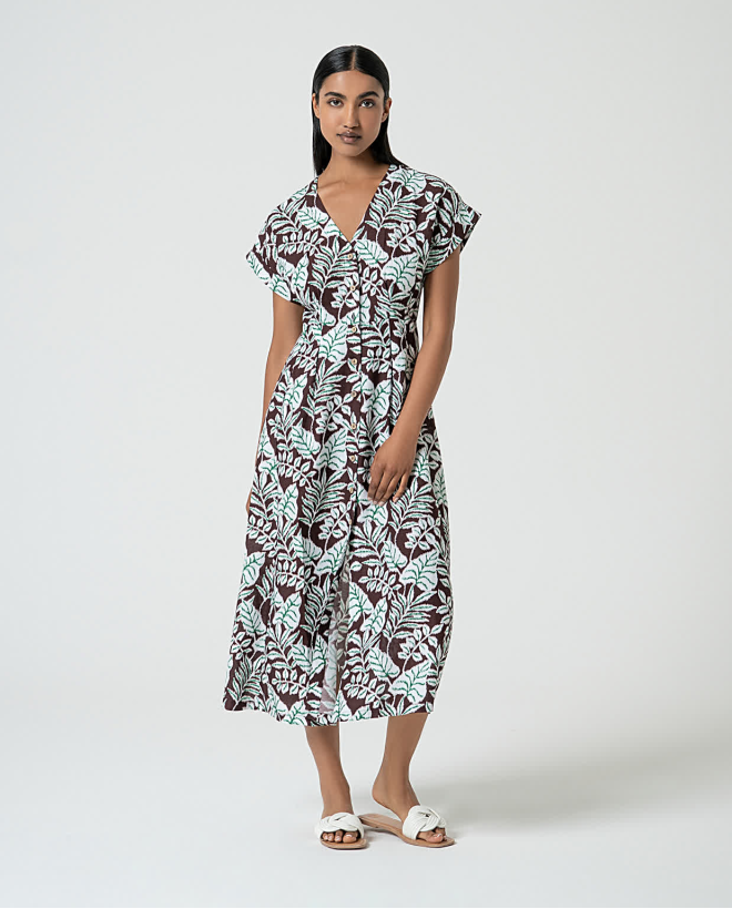 Printed linen shirt dress...