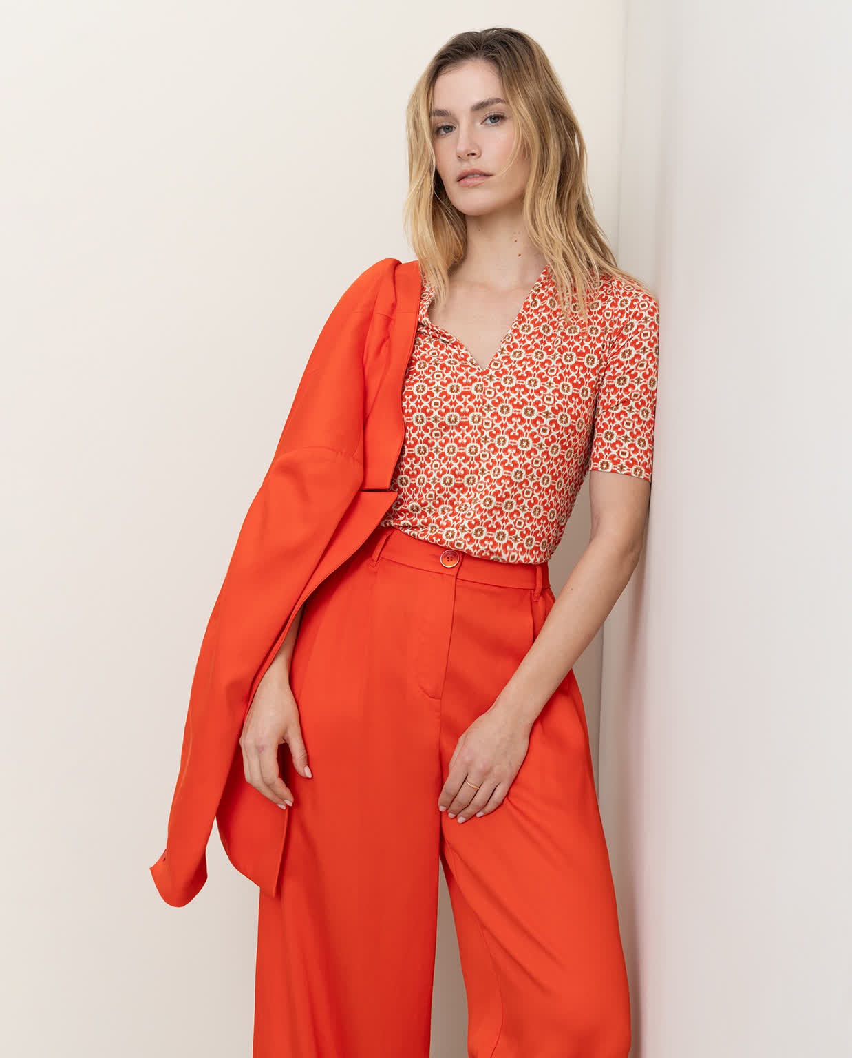 Pantalon tailleur uni Orange