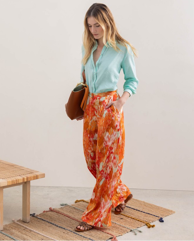 Printed satin palazzo PANTS Multi