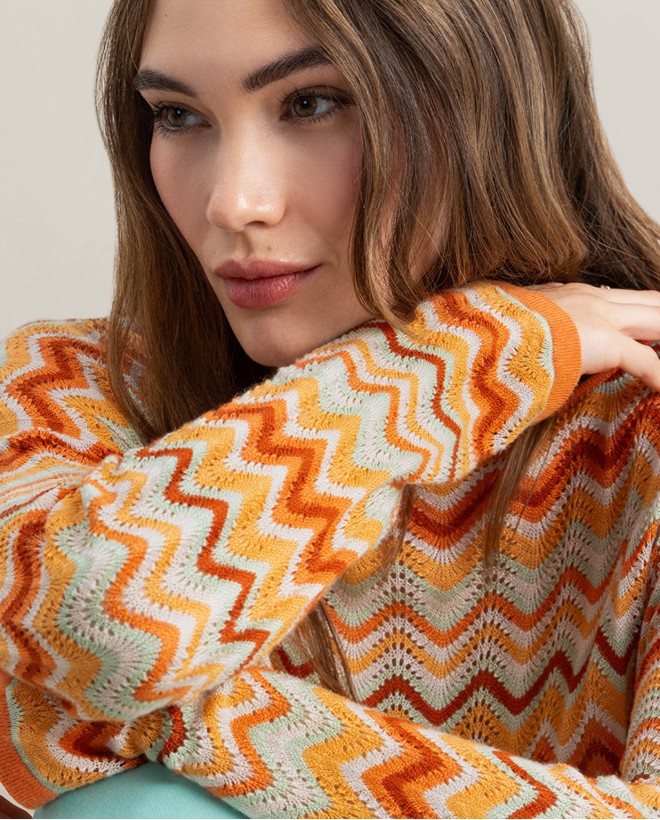 Long-sleeved tricot jumper Orange