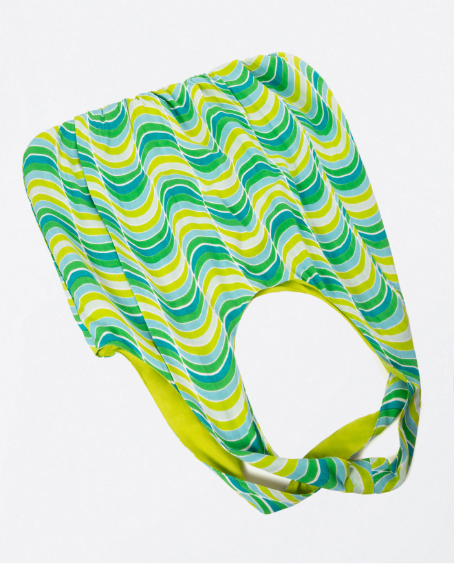 Sac à poignée avec plis. Imprimé Vert acide
