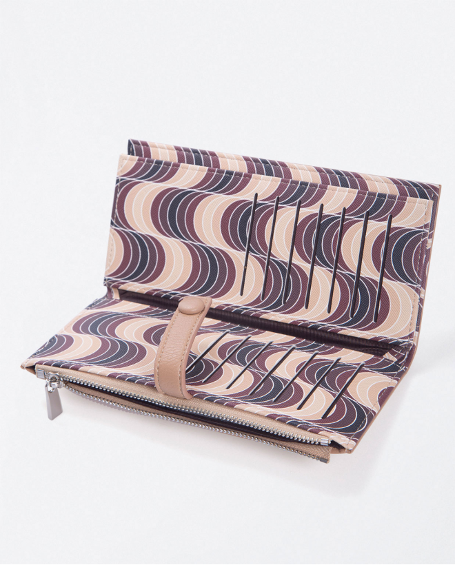 Portefeuille long avec porte-cartes et porte-monna Beige